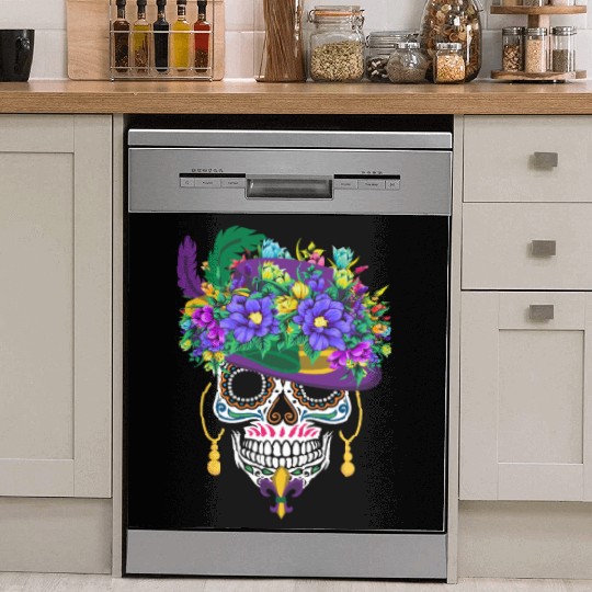 Mardi Gras Costume Dia De Los Muertos Flower Sugar Dish Washer Covers