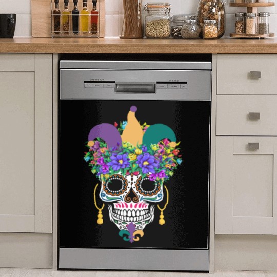 Mardi Gras Costume El Dia De Los Muertos Flower Dish Washer Covers