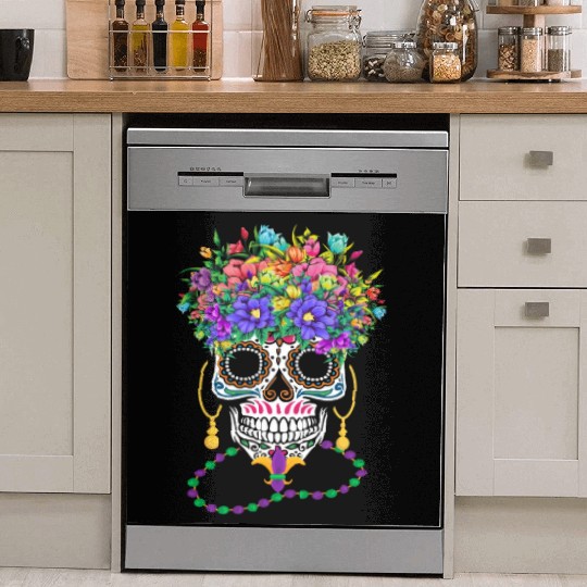 Mardi Gras Costume Dia De Los Muertos Flower Sugar Dish Washer Covers