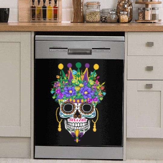 Mardi Gras Mask Flower Sugar Dia De Los Muertos Dish Washer Covers