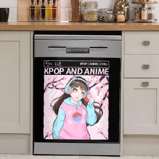 Kawaii Anime Girl Kpop Korean Flag Cherry Blossom Dish Washer Covers