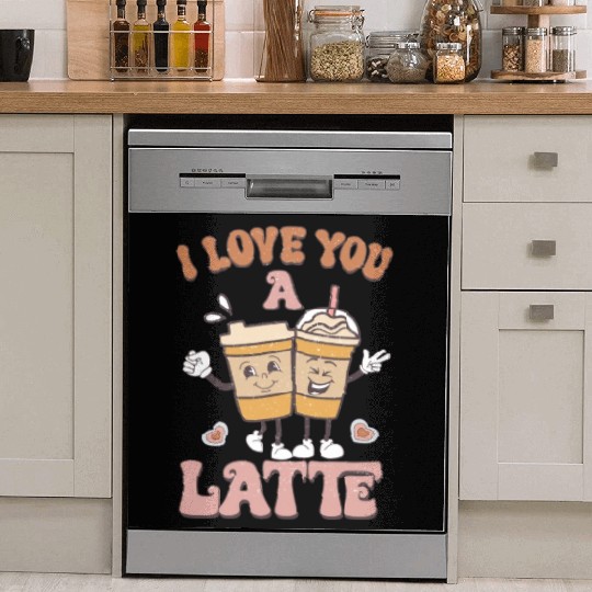 I Love You A Latte Retro Valentines Dish Washer Covers