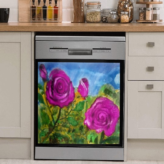 Hand Painted Roses Dish Washer Covers Dish Washer Covers Mugs Tote Bags