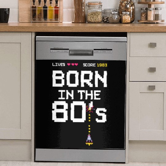 1983 Birtday Retro Gamer Pixel Born in the 80s Dish Washer Covers