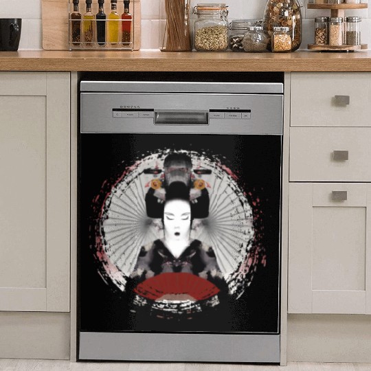 Geisha, traditional digital art, Japan Dish Washer Covers