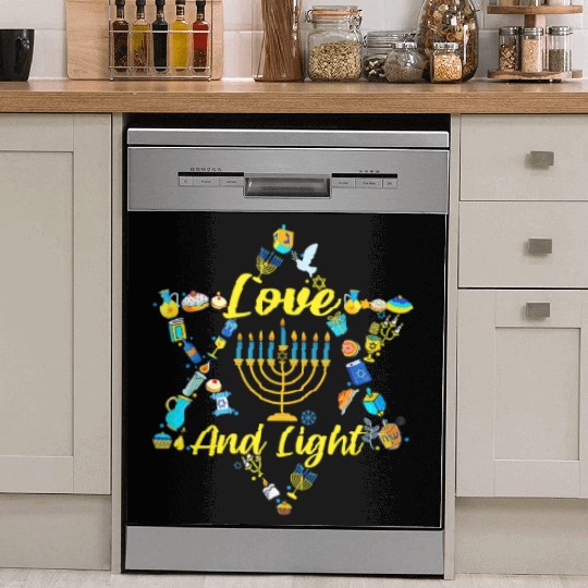 Love and Light Hanukkah Dish Washer Covers Jew Menorah Jewish C