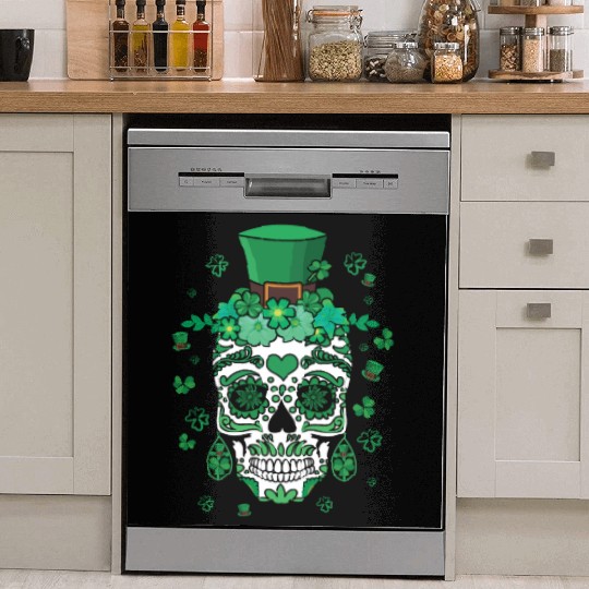 St Patty's Day El Dia De Los Muertos Irish Flower Dish Washer Covers