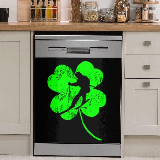 Skiing St. Patrick's day shamrock Dish Washer Covers