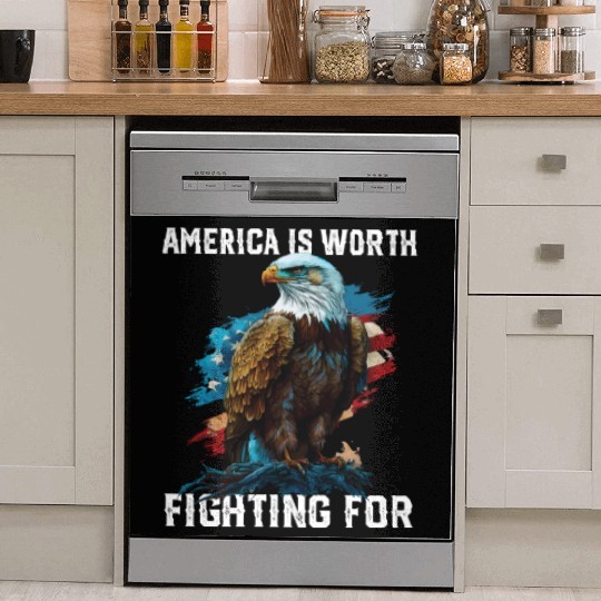America is Worth Fighting For American Bald Eagle Dish Washer Covers