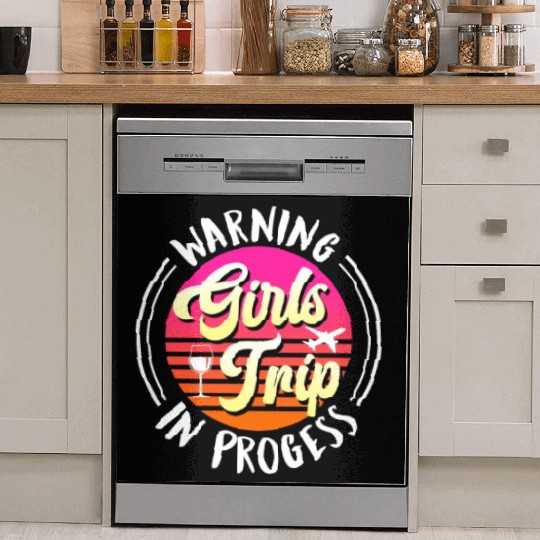 Warning girls trip in progress Spring Break Dish Washer Covers