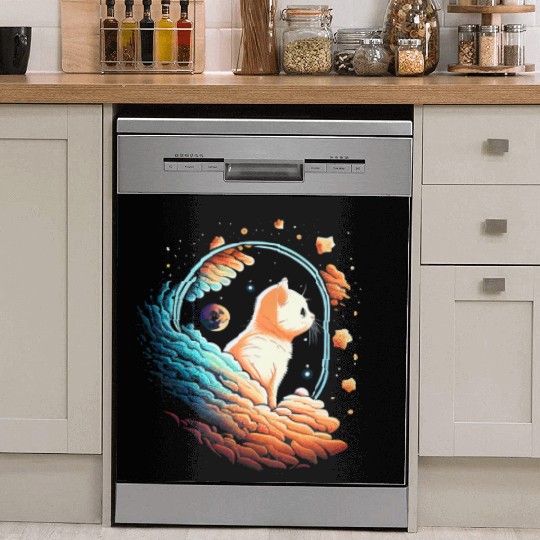 Astronaut Cat Space Cat on Galaxy Cat Lover Dish Washer Covers