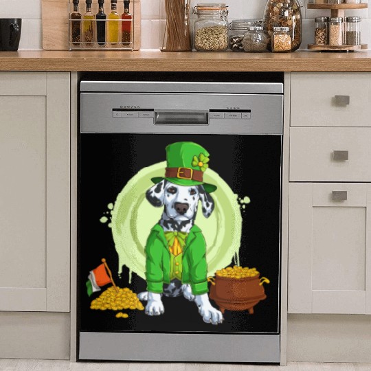 Dalmatian Puppy, Irish Flag, Gold, Shamrock Dog St Dish Washer Covers