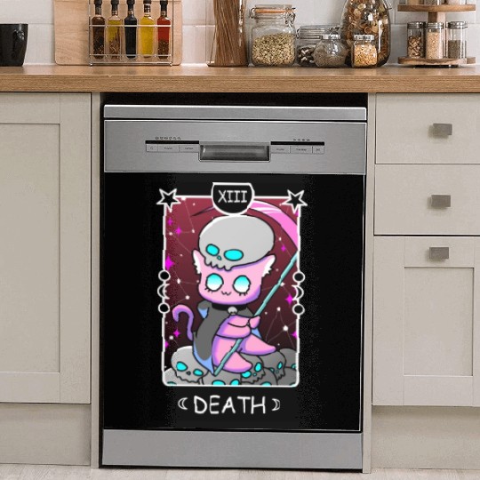 Kawaii Pastel Goth Tarot Card Death Grim Reaper Cu Dish Washer Covers