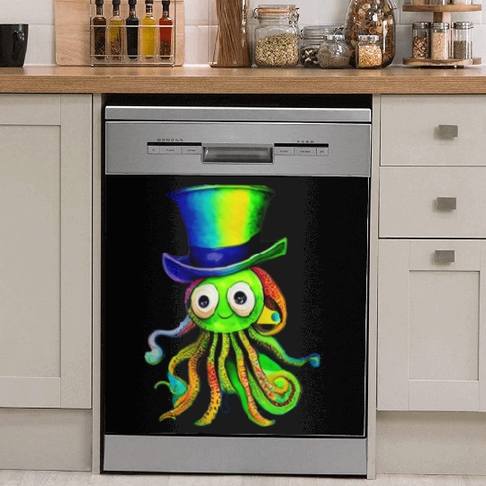 A Splash of Color A Watercolor Rainbow Octopus Dish Washer Covers
