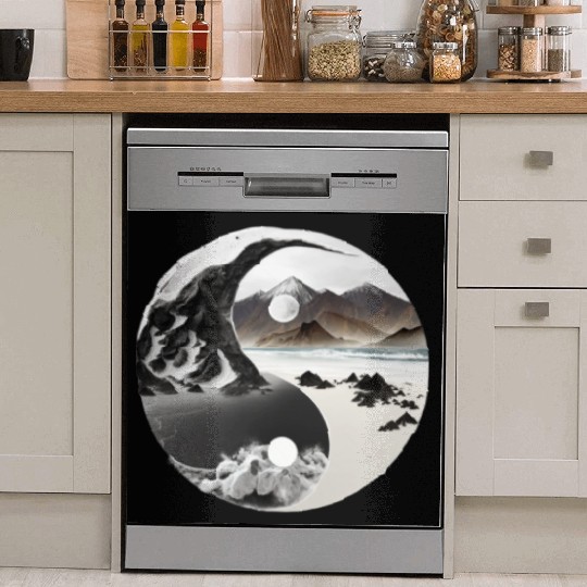 Ying Yang - mountains - beach Dish Washer Covers