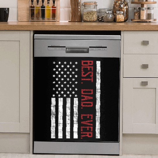 Best dad ever US american flag gift for father Dish Washer Covers