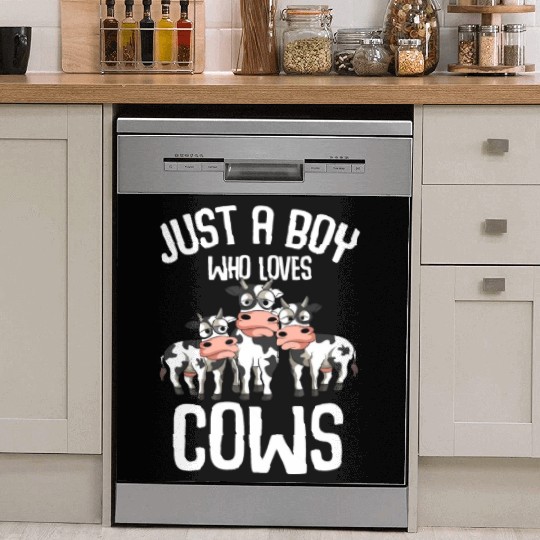 Just A Boy Who Loves Cows Farmers Cow Kids Toddler Dish Washer Covers