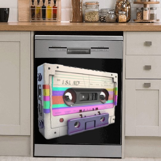 80s Music Cassette Tape : 3D, Neon, 80s songs Dish Washer Covers