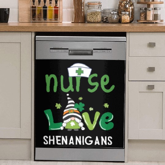 Nurses Love Shenanigans Gnomes Shamrock Dish Washer Covers