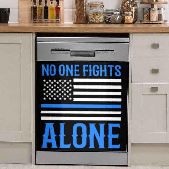 No One Fights Alone Thin Blue Line Police Dish Washer Covers