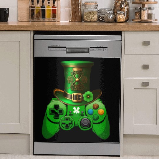 St Patricks Day Video Game Dish Washer Covers | Gamer Leprechau
