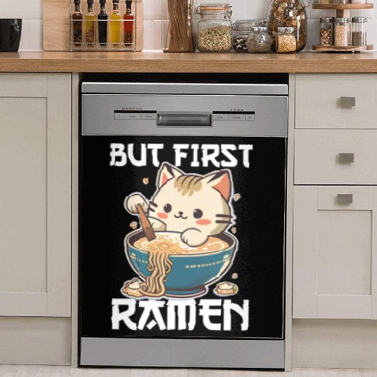 But First Ramen Cat Japanese Tokyo Ramen Noodles Dish Washer Covers