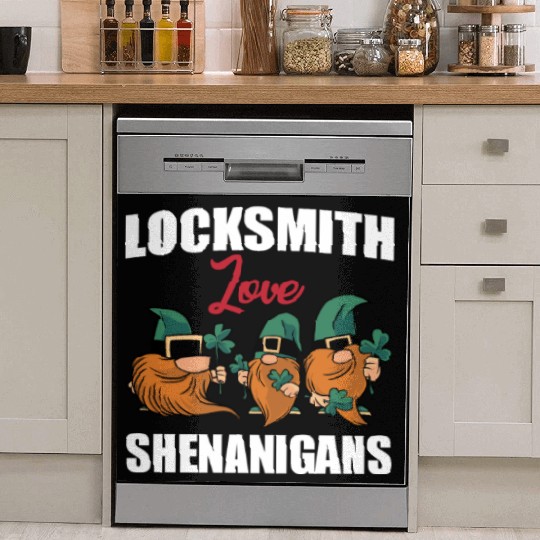 Locksmith Love Shenanigans St. Patricks Day Gnomes Dish Washer Covers