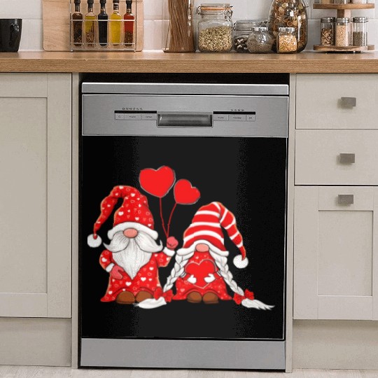 Gnomes Couple Holding Hearts Love Pattern Dish Washer Covers