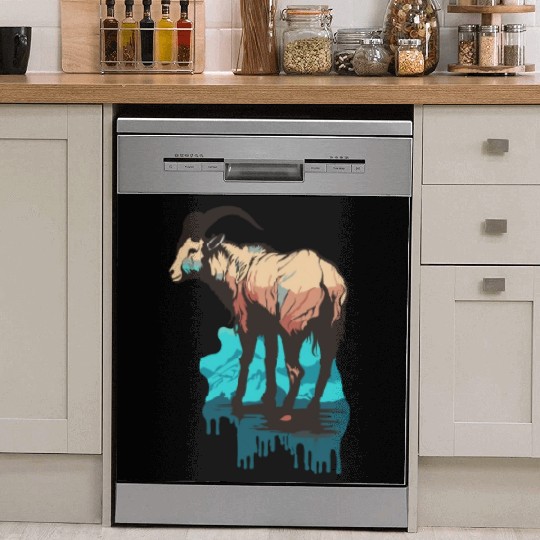 a mountain goat lives in the mountains Dish Washer Covers