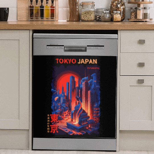 Tokyo Japan Futuristic Cyber City Urban Vaporwave Dish Washer Covers