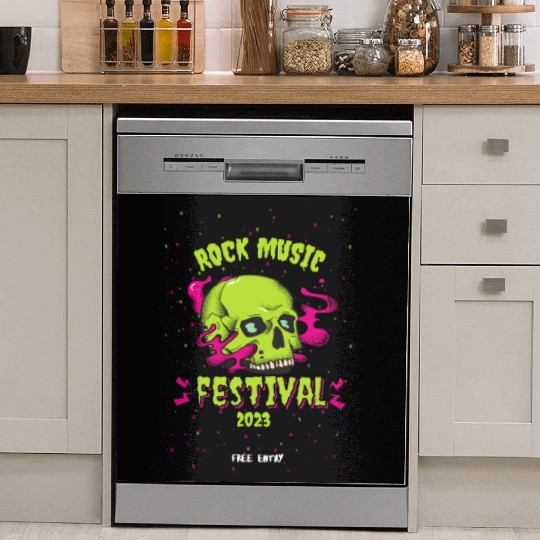 Skull Givin' Raspberry Dk , Rock music Dish Washer Covers