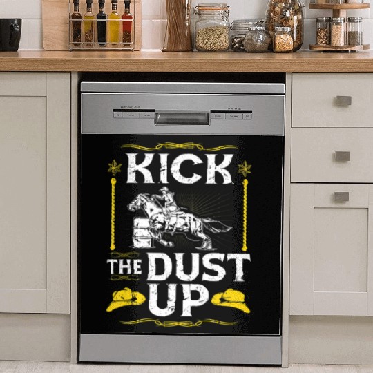 Barrel Racing Kick The Dust Up Rodeo Cowgirl Barr Dish Washer Covers