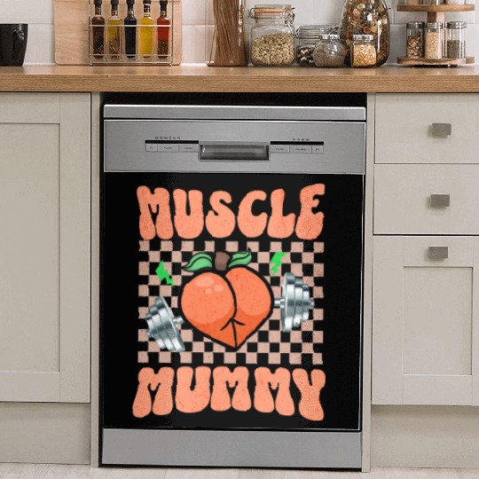 Muscle Mommy Gym Bodybuilder and Weightlifting Gif Dish Washer Covers