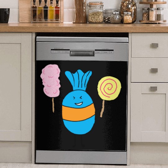 Cute Candy Holding Lollipop And Cutton Candy Dish Washer Covers