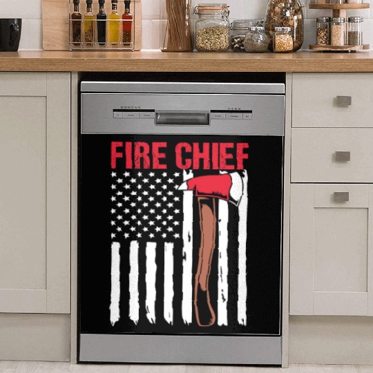 American Flag Patriotic Firefighter Fire Chief Dish Washer Covers
