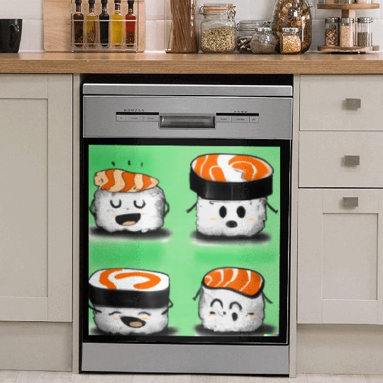 Happy Cheerful Sushi I Love Sushi Design Dish Washer Covers