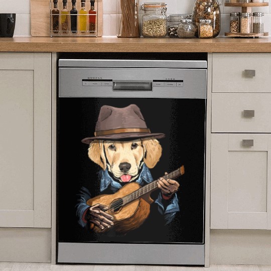 Labrador Retriever Playing Guitar Dog Lover Guita Dish Washer Covers