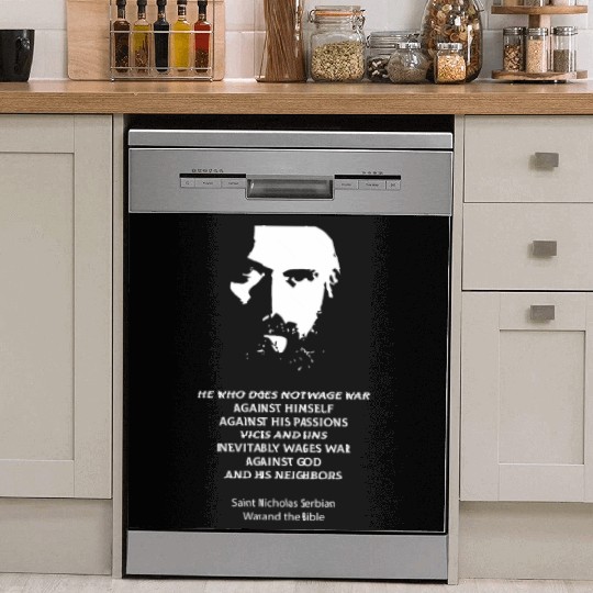 Saint Nicholas Serbian on the metaphysics of war Dish Washer Covers