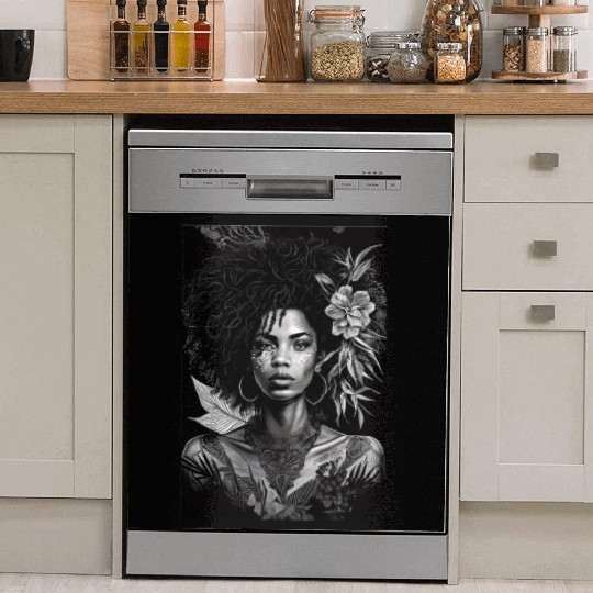 Black-and-White Afrocentric Art Dish Washer Covers