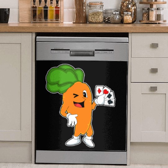 Carrot At Poker With Poker Cards Dish Washer Covers
