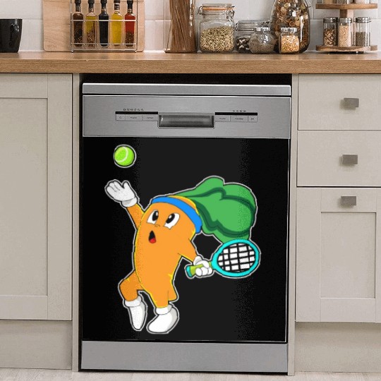 Carrot At Tennis With Tennis Racket Dish Washer Covers