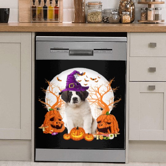 Dog Halloween Saint Bernard Dog Jack O Lantern Dish Washer Covers
