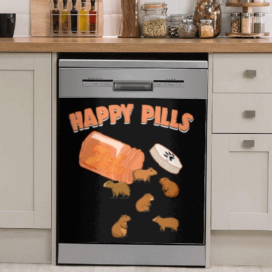 Happy Pills Capybara Funny Capibara Lover Humor Dish Washer Covers