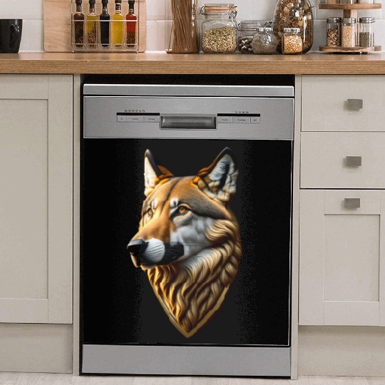 Brown Wolf Graphic Dish Washer Covers