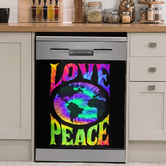 Peace Love earth 60S 70S Tie Dye Hippie ONLY PEACE Dish Washer Covers