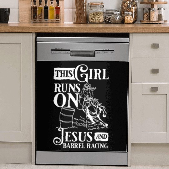 This Girl Runs Jesus Barrel Racing vintage Dish Washer Covers