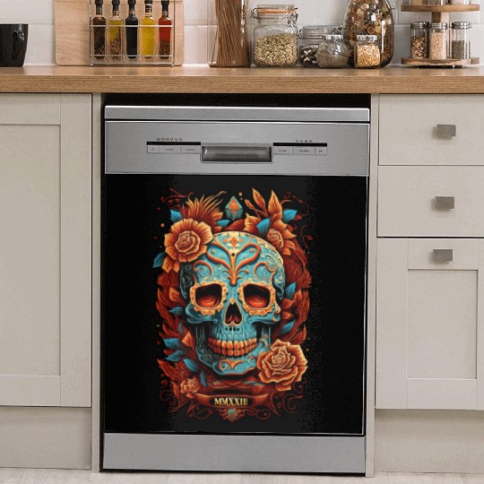 Skull Dia de los Muertos Halloween Tattoo Dish Washer Covers
