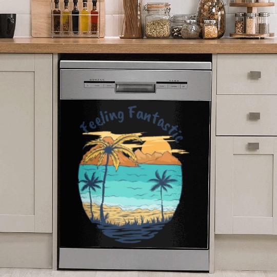 Feelin Fantastic Beach Palm Trees Summer Vacation Dish Washer Covers