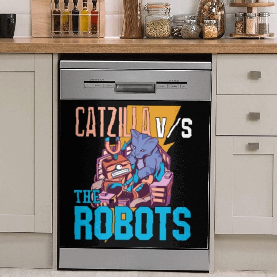 Catzilla Versus Robot Dish Washer Covers