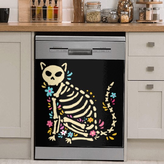 Halloween Cat Skeleton Dish Washer Covers